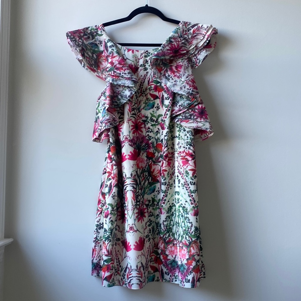 Badgley Mischka White Floral Alex Dress